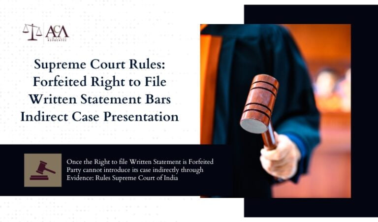 Once the Right to file Written Statement is Forfeited Party cannot introduce its case indirectly through Evidence: Rules Supreme Court of India